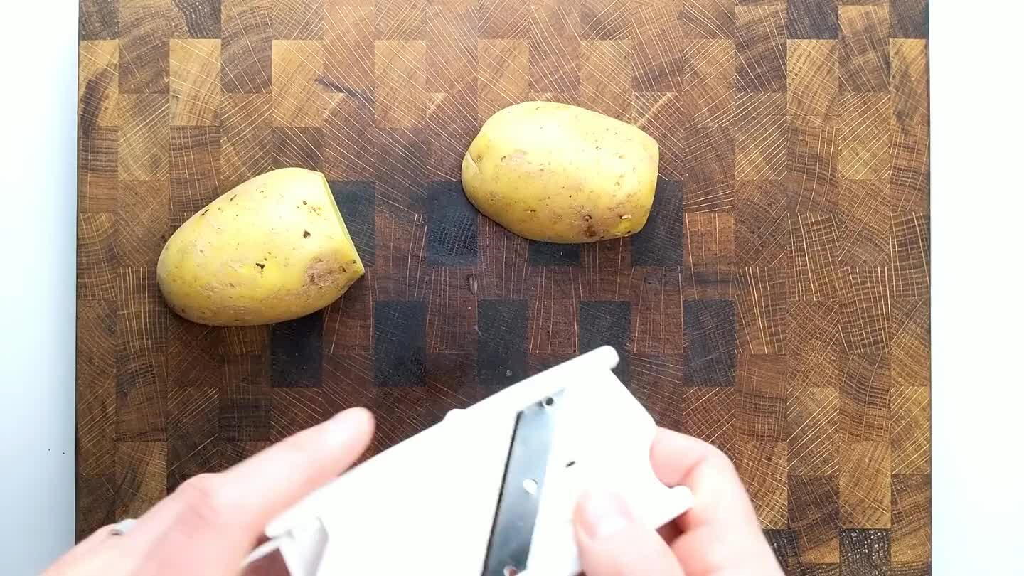 er is recommended to get the potatoes thin enough to cook them before the thin pizza crust burns.