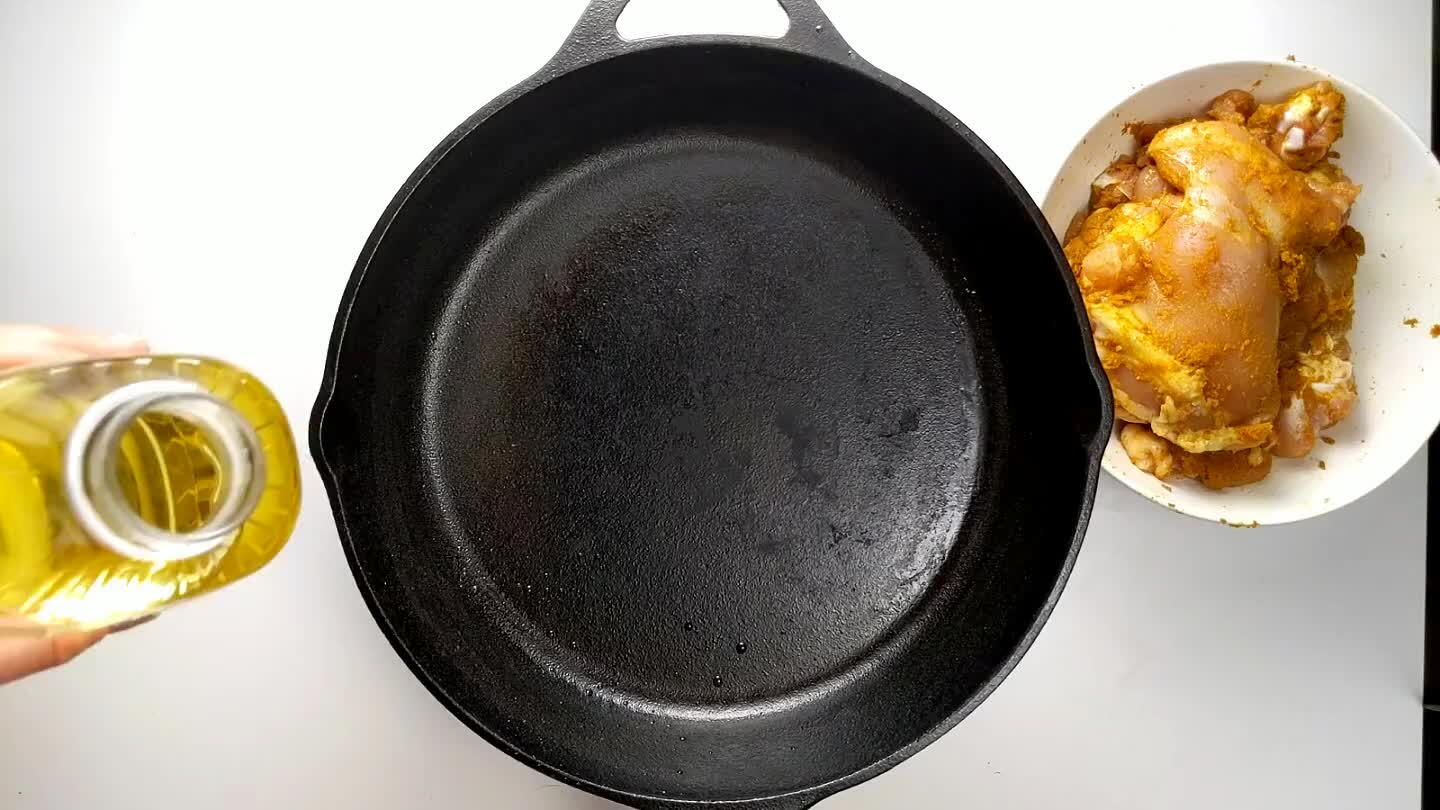 Add the chicken to the pan.