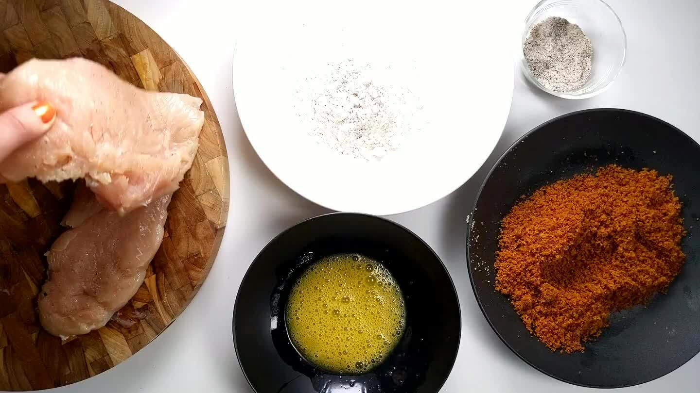 d coat again. Use one hand for the flour and bread crumbs and one hand for the egg mixture as to not mix the ingredients and get your hands too sticky.