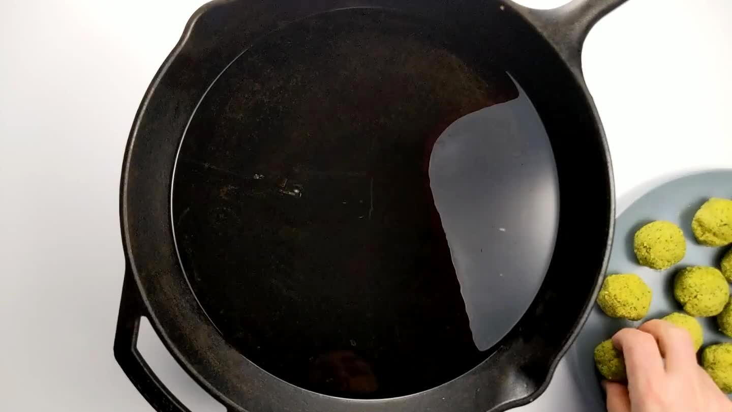 wo opposite sides. Cook them in batches. If you add too many falafels at once, the oil temperature will drop too rapidly.