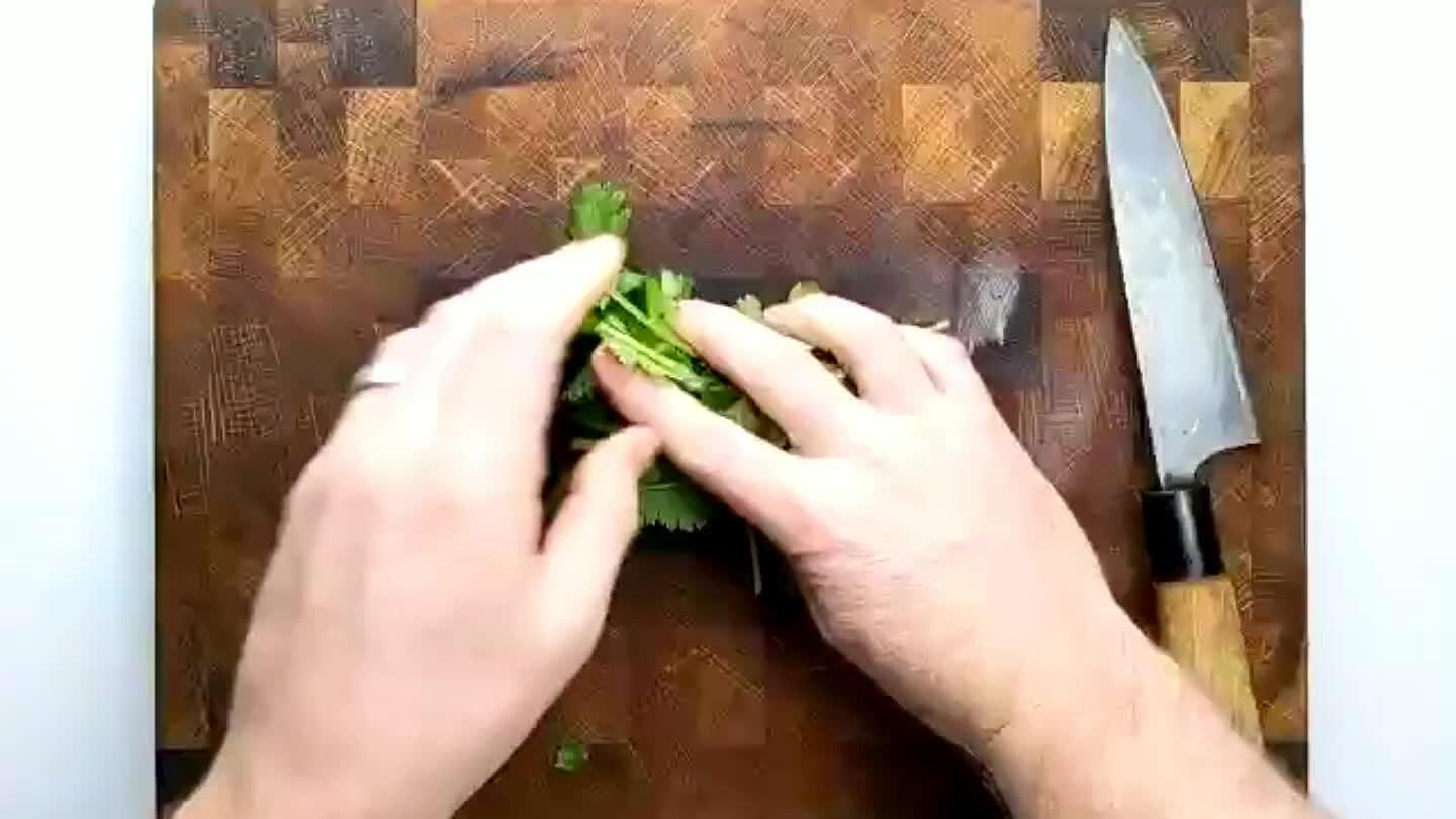 hop. Don't be afraid to include some stem. Cilantro stem adds plenty of flavor and texture.