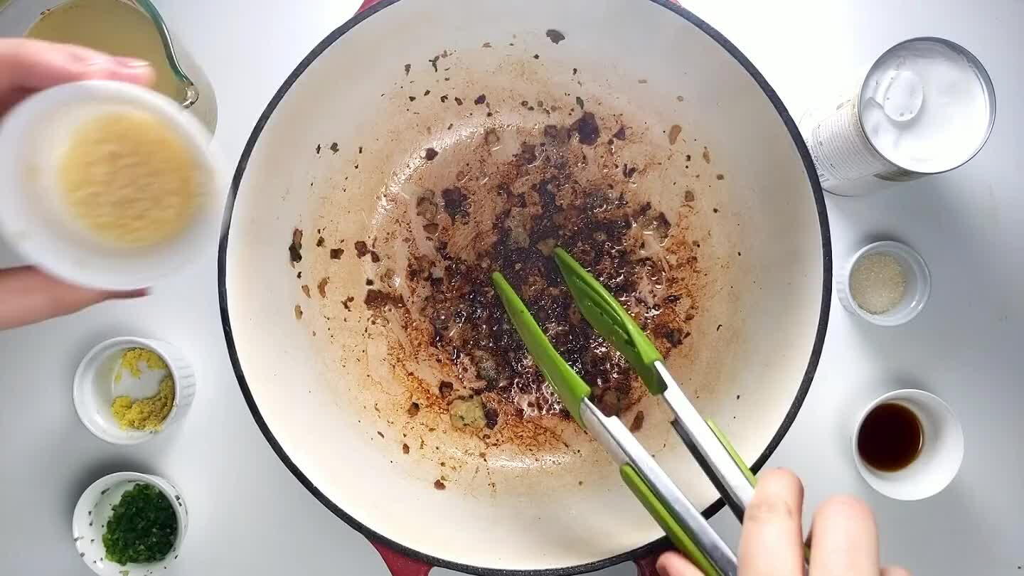 m of the pan and saute for a minute. Add in the chicken stock.