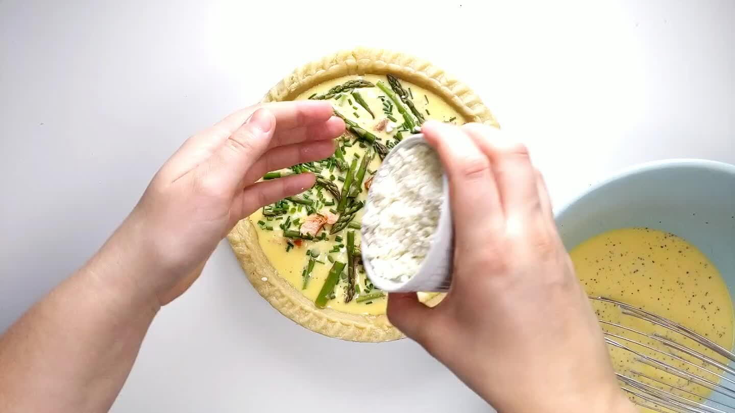 leftover depending on the size of your crust. Careful not to fill too full. I recommend placing the quiche on a baking pan and into the oven before topping off the quiche with the custard to prevent spilling.