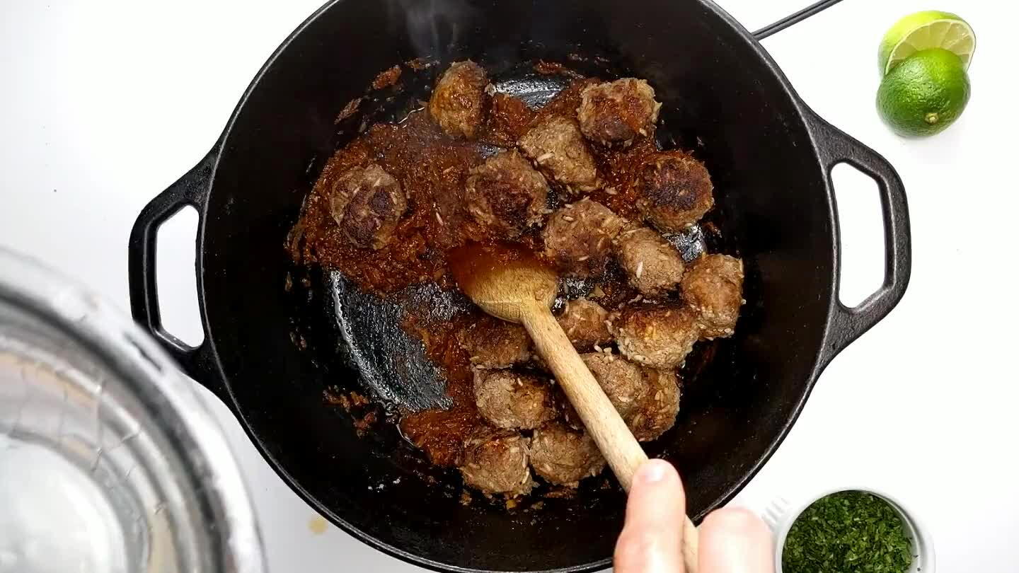 t are stuck to the pot and stir them into the broth.