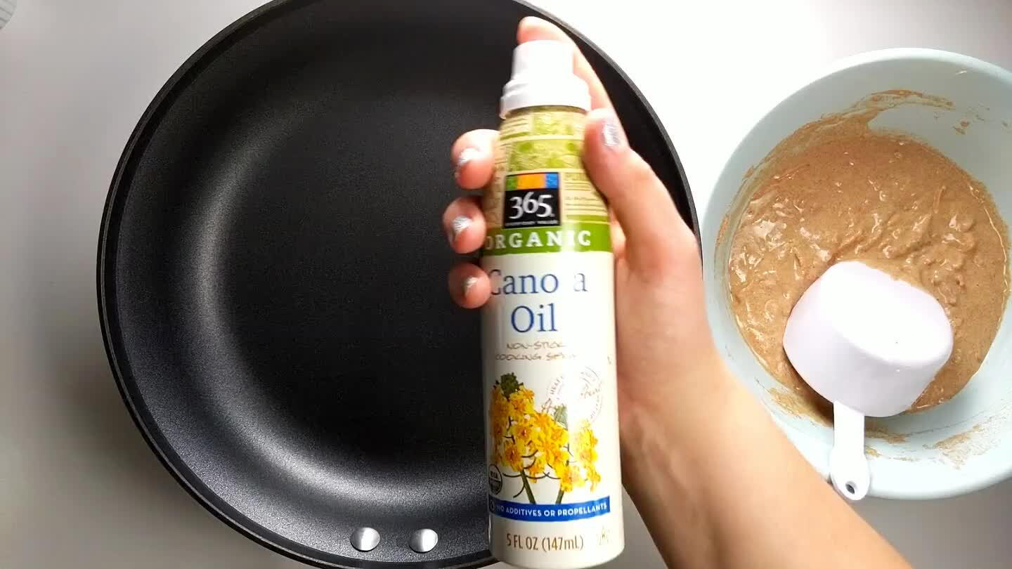 to medium-high heat and dollop about 1/4 cup-fulls of batter for each pancake.