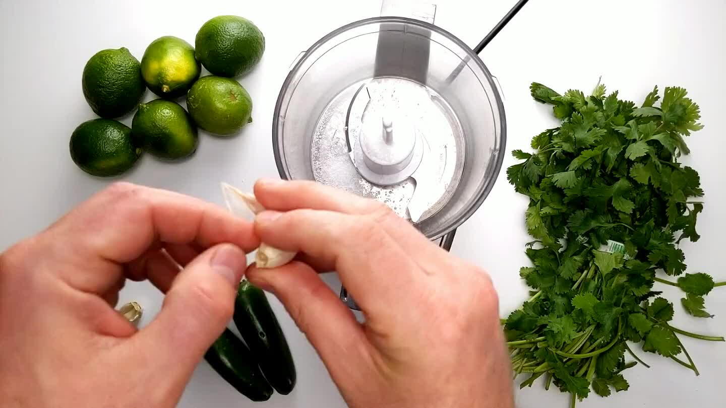 pulses to start chopping the garlic.