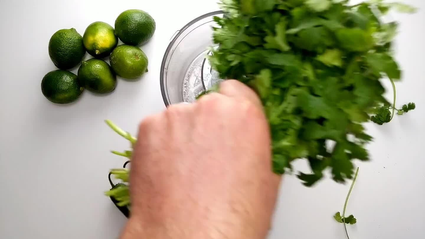 top half in with the garlic. Cilantro stem has plenty of flavor, so don't worry about picking the leaves. But you might want to set aside a few sprigs for garnishing.