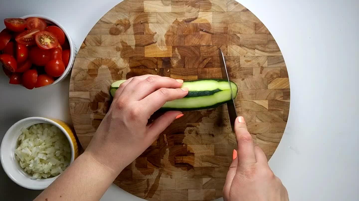 into 1/4 inch slices.