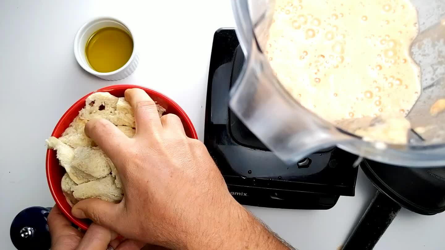 a very powerful blender, you might need to let the bread soak for 5-10 minutes before blending the bread.
