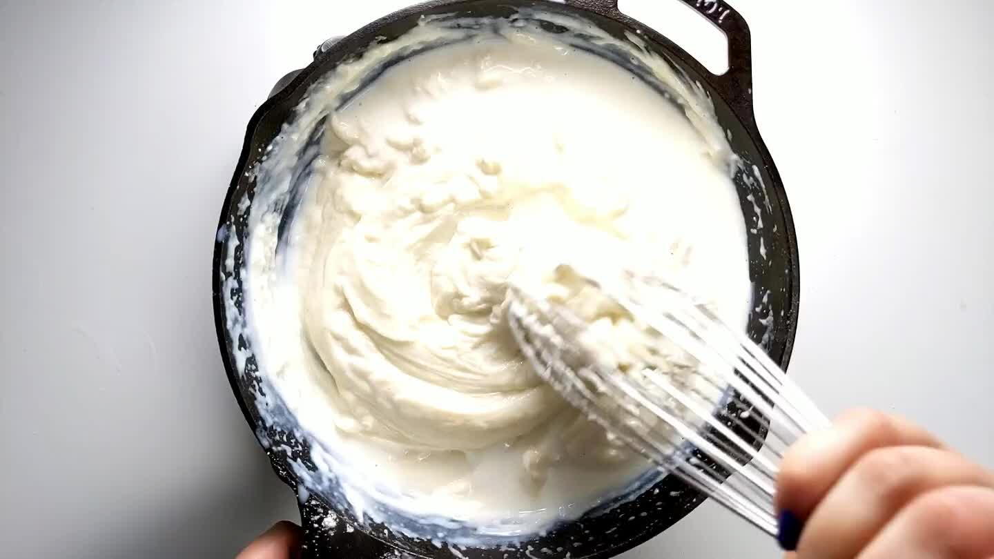 ore milk to thin it out a bit more. Once you are happy with the consistency, whisk in the nutmeg, pepper, and salt.