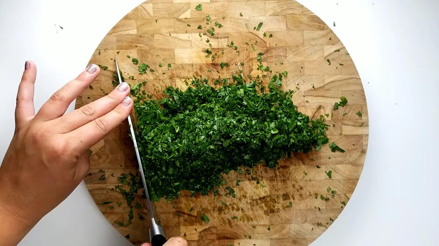 ley into a line and then finely chop across it until the pieces are super fine like a light parsley dust.