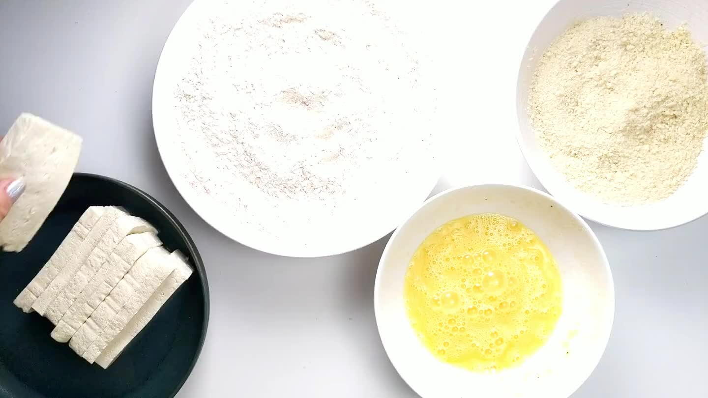 crumbs. I recommend using one hand for the dry ingredients and one hand in the egg. Then you won't end up breading your fingers as well!