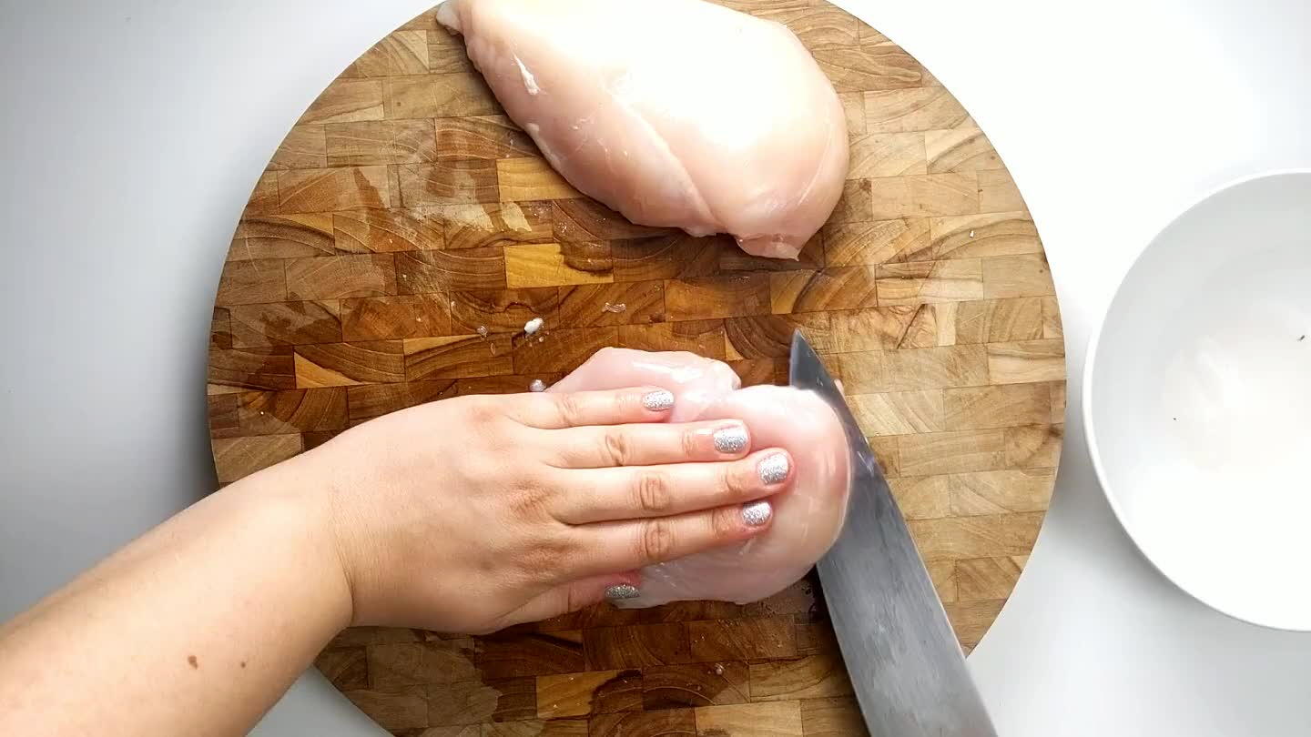 of the breast while cutting. Keep those fingers out of the way!