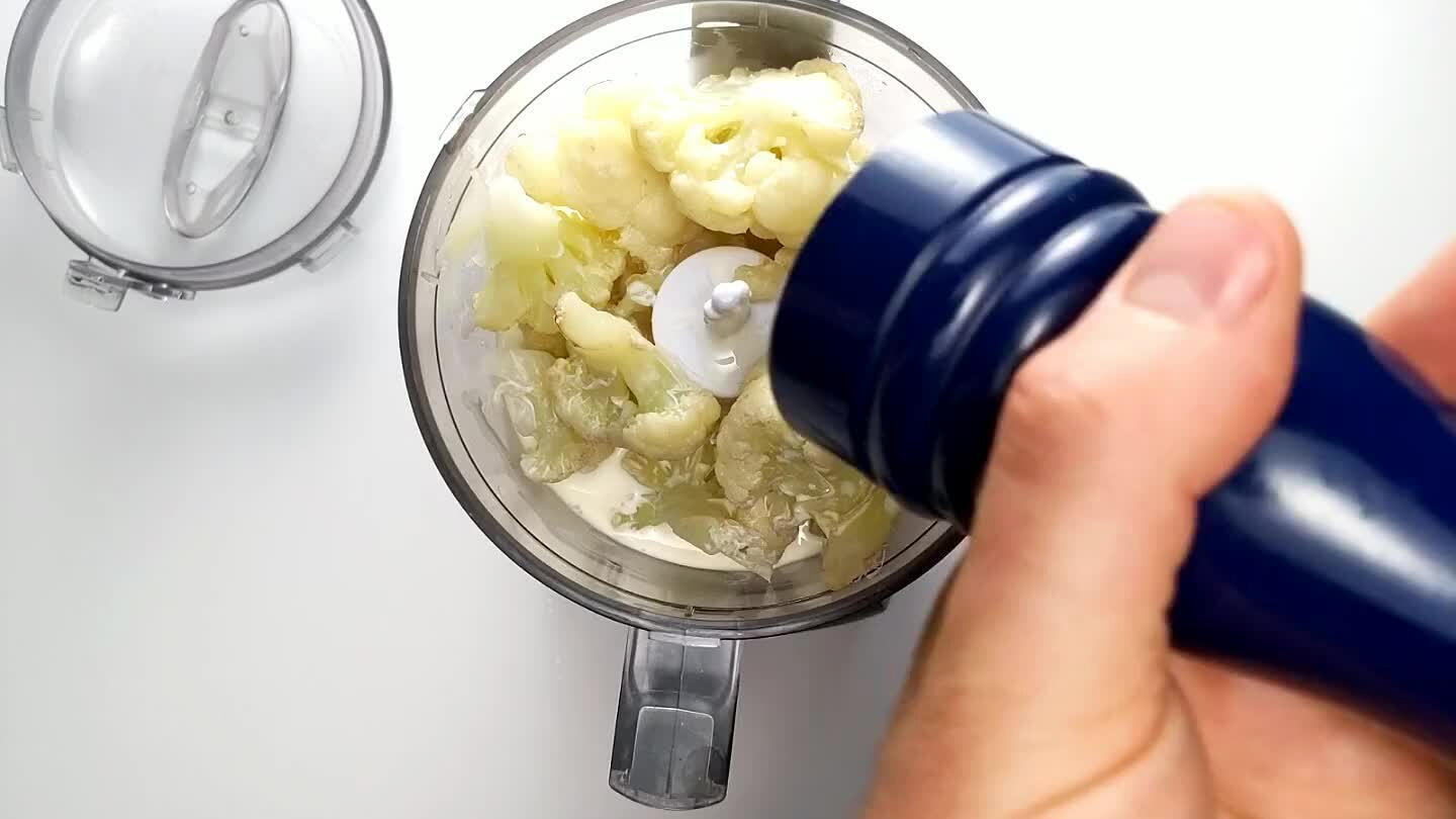 , the smoother the puree, and you do need to get the cauliflower blended pretty smooth here to get the texture we're looking for.