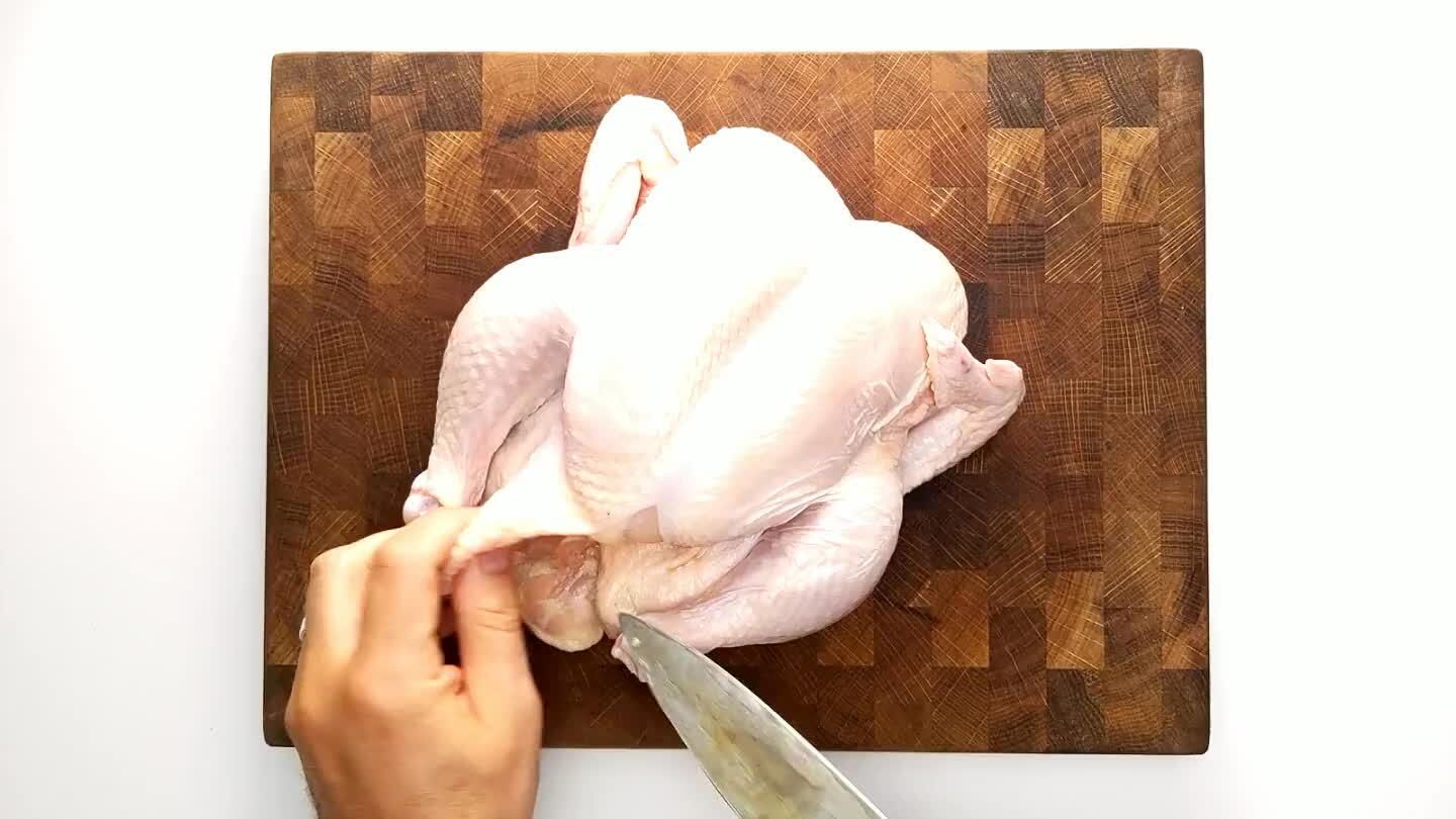k the ankles together. Reserve the giblets for a stock or gravy later on. Traditionally, you'd use a piece of twine to do hold the bird closed, but it's quicker to just poke a hole in the excess skin surrounding the cavity and then tuck the ankles into this hole.