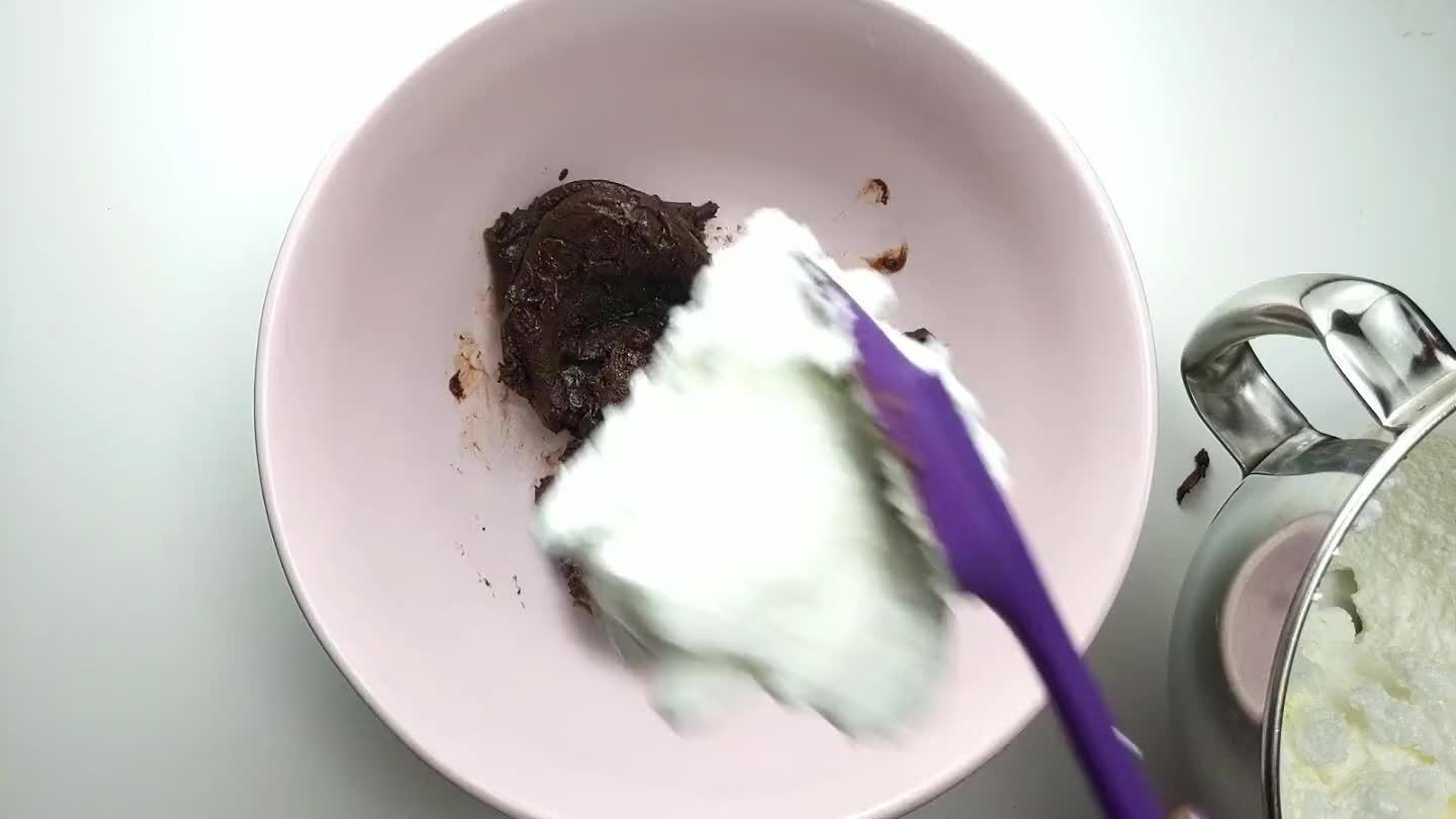 lls of the whipped egg whites at a time, and fold in with a spatula.