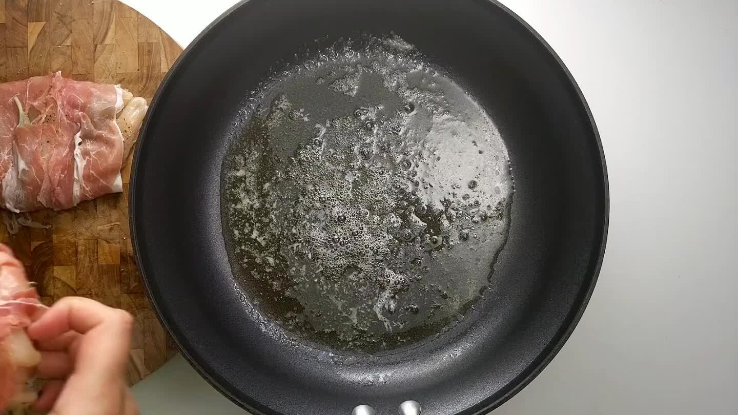 minutes on the first side or until prosciutto is crispy. Flip to cook other side.