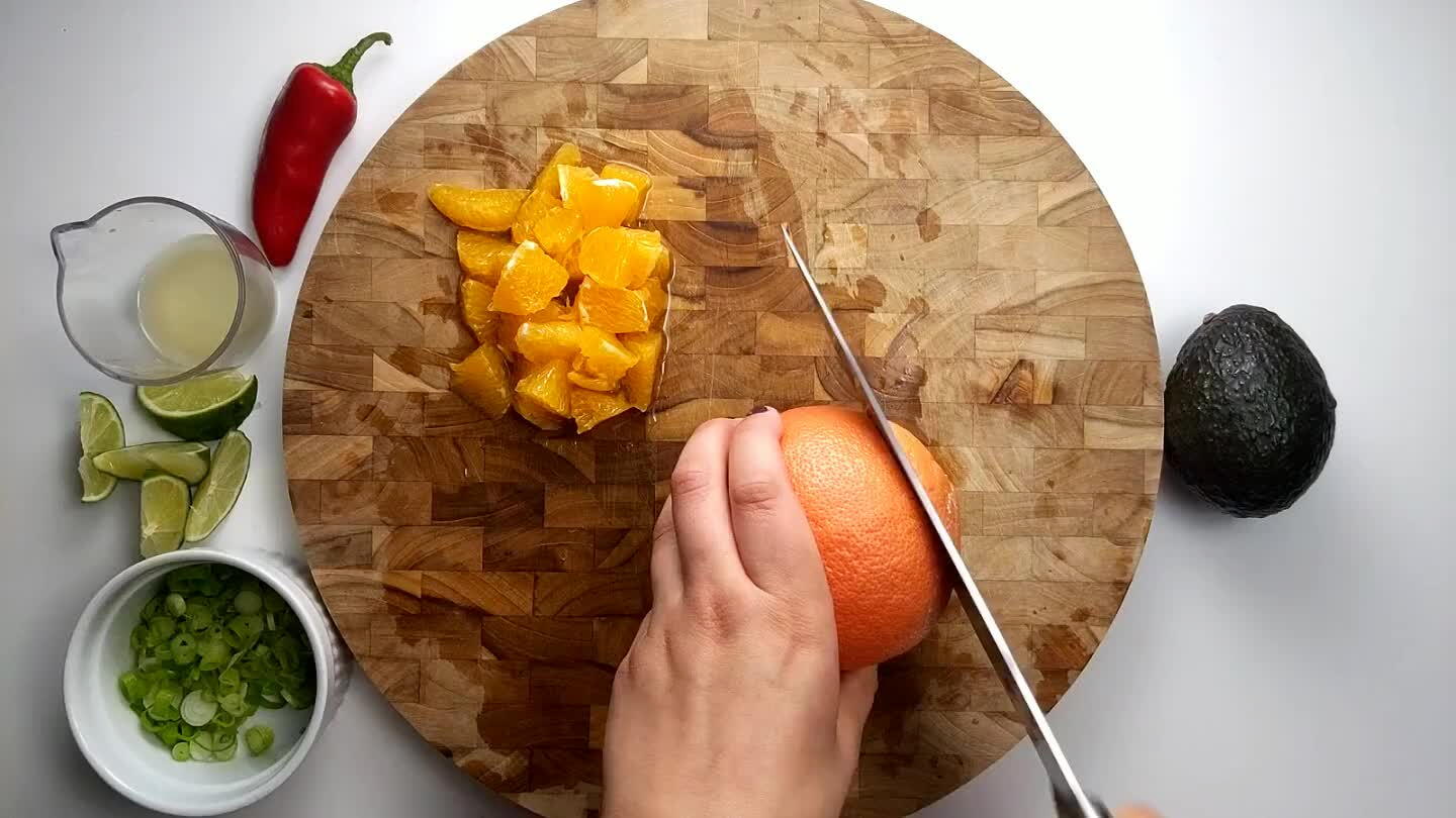 tside of the orange between the fruit and the peel. You will want to fully remove the pith so you can cut out the segments.