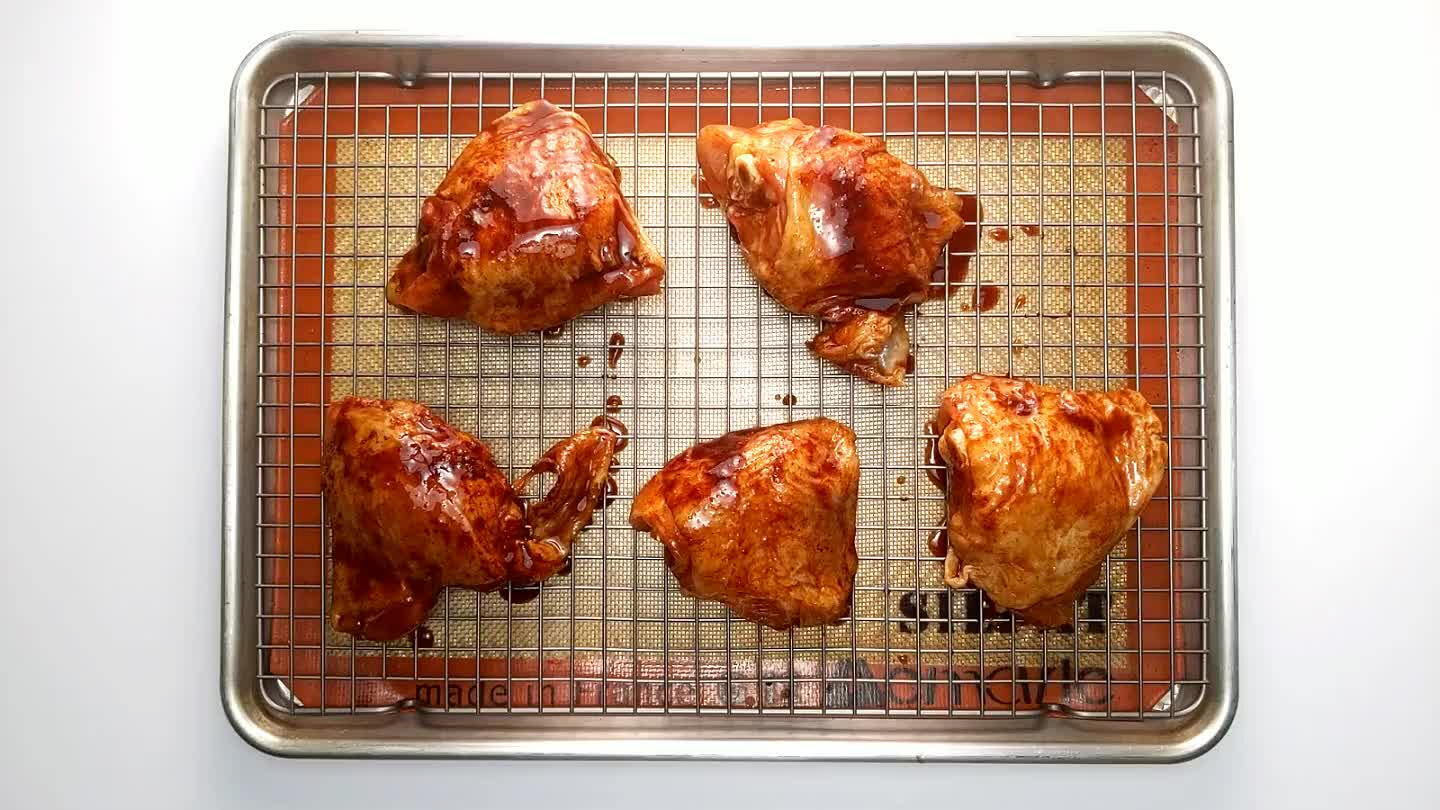 ecommend re-glazing about halfway through cooking. On a grill, start with the skin down and baste with the glaze periodically throughout cooking. In either case, final internal temperature should be above 165°F, the FDA recommended internal temperature for poultry.