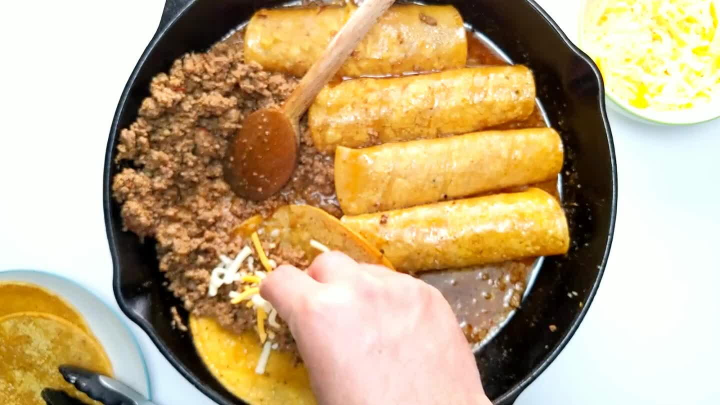 e left, spoon it over the top of the enchiladas.