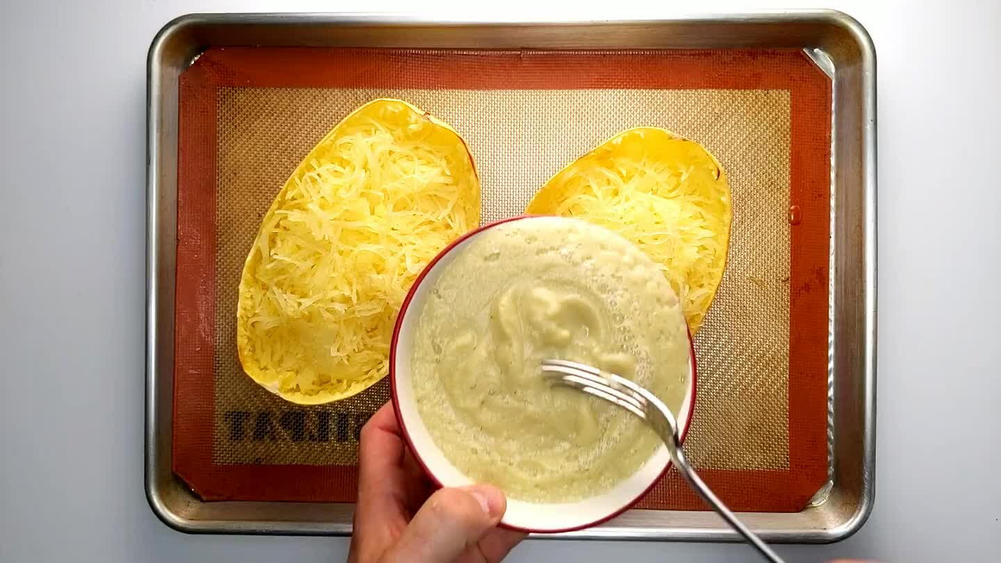 uash, mixing the puree into the shredded squash as you go.