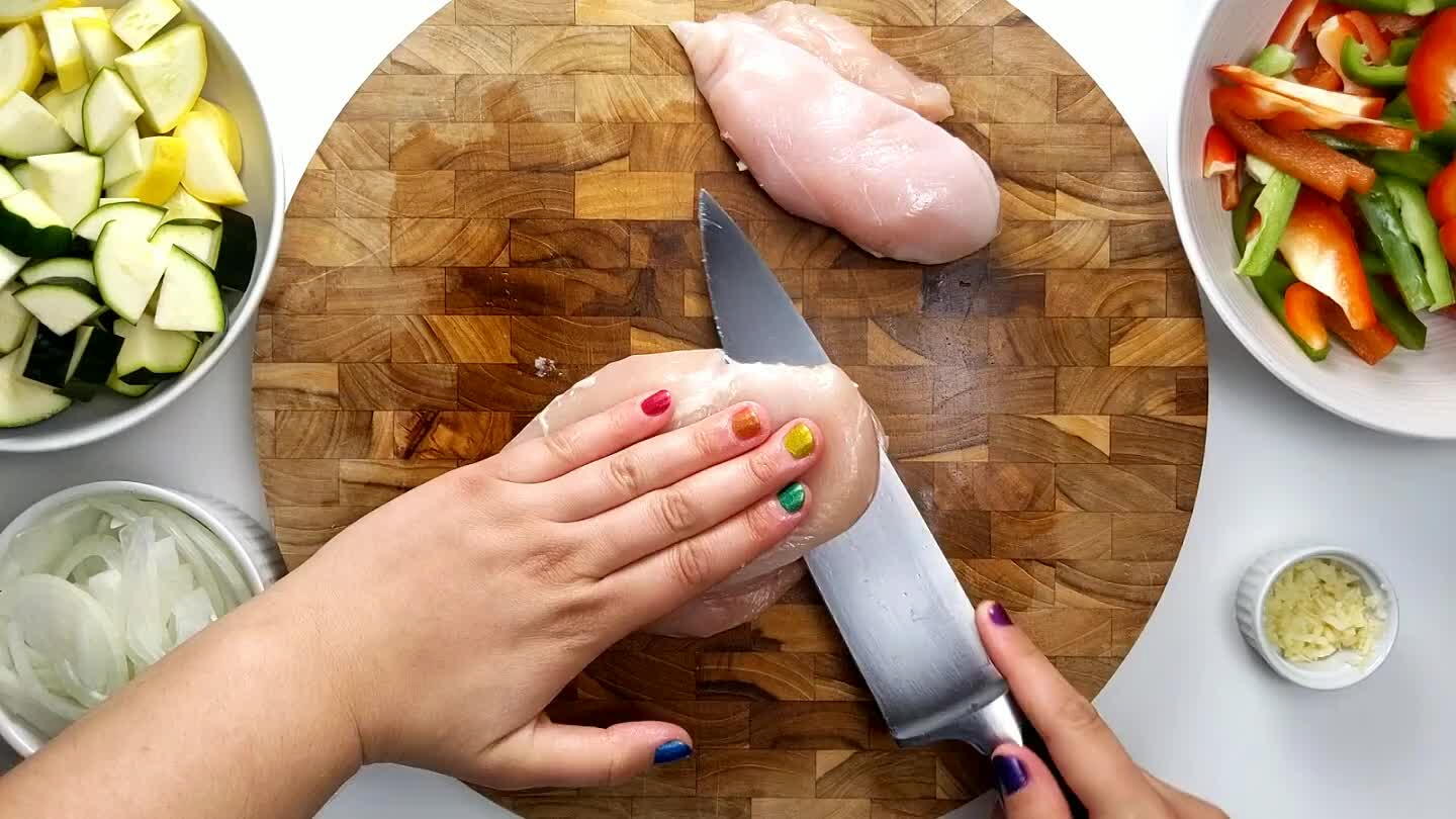 Cut those strips in half to create bite-sized pieces.