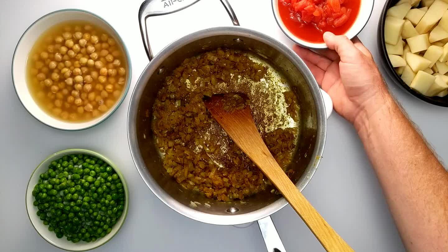 ly to make sure nothing sticks. Get all of that toasted spice from the bottom of the pan scraped up and distributed into the tomatoes.