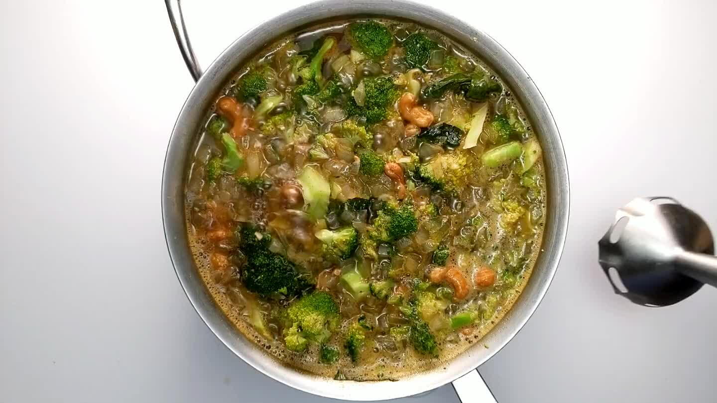 can also quite easily transfer the soup to a blender. Be careful with a standard blender though. Blending hot liquids will create enough pressure to pop the lid off your blender and have you serving soup off your ceiling.