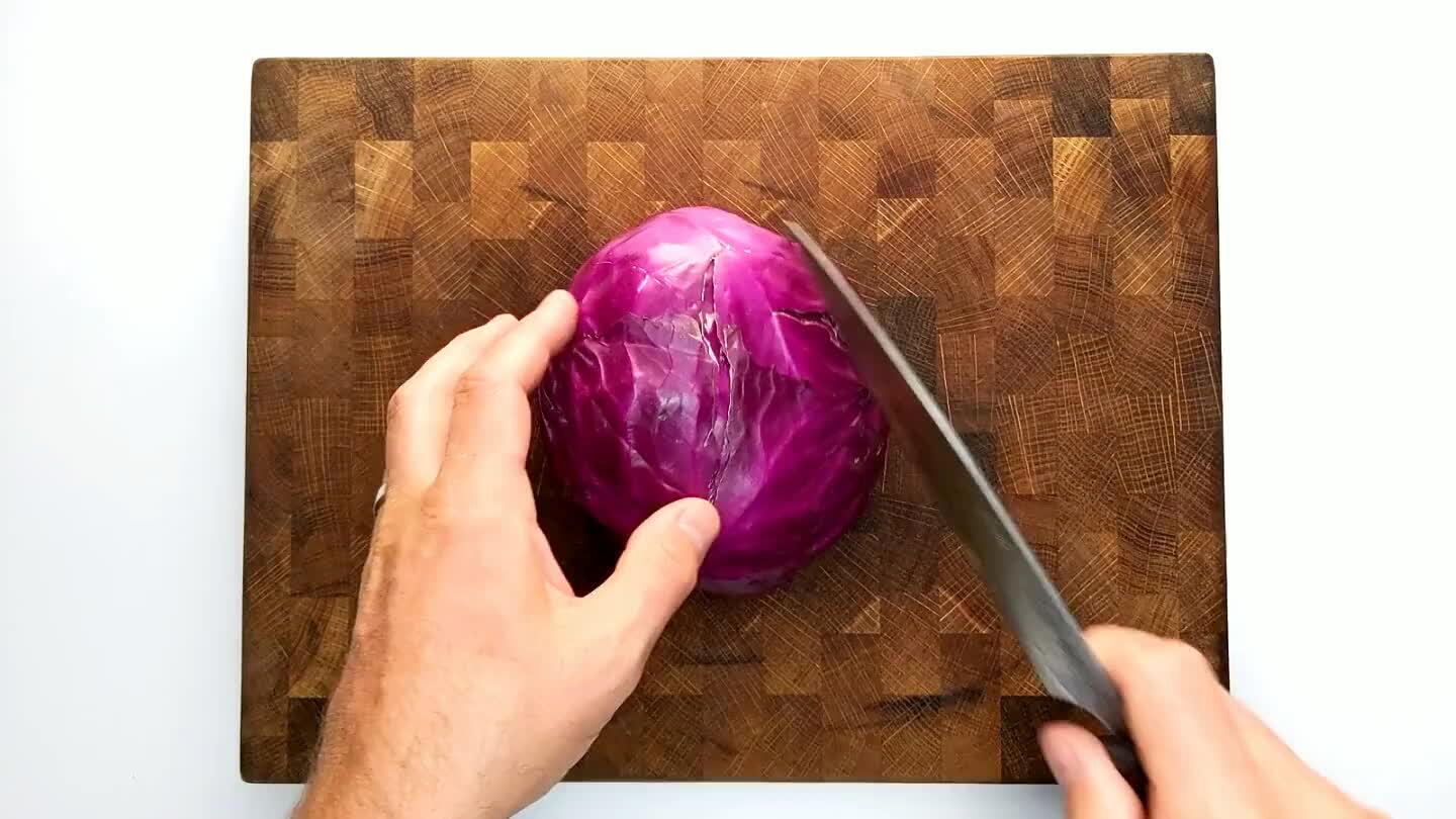 if present. Slice cabbage thin.