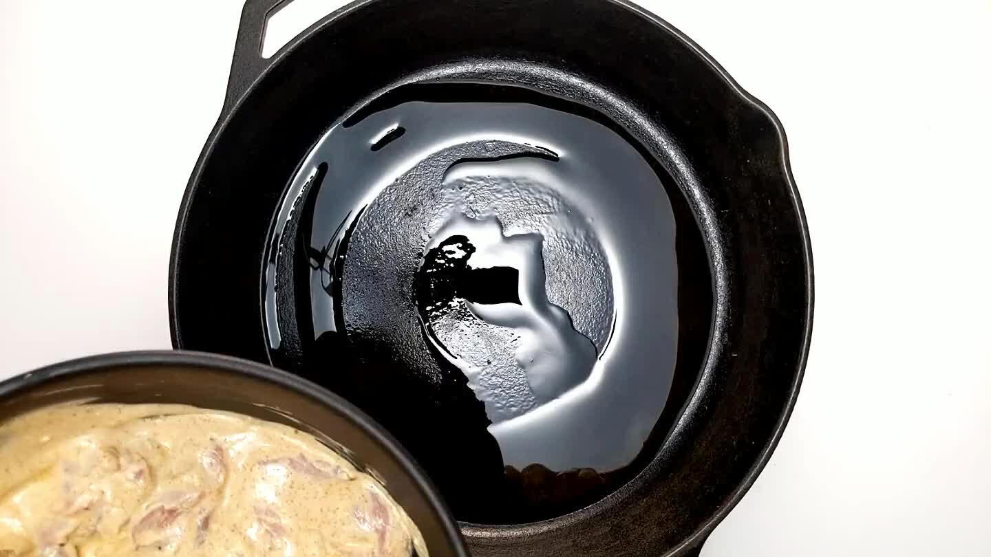 , and stick to the pan, so a cast-iron works well here.