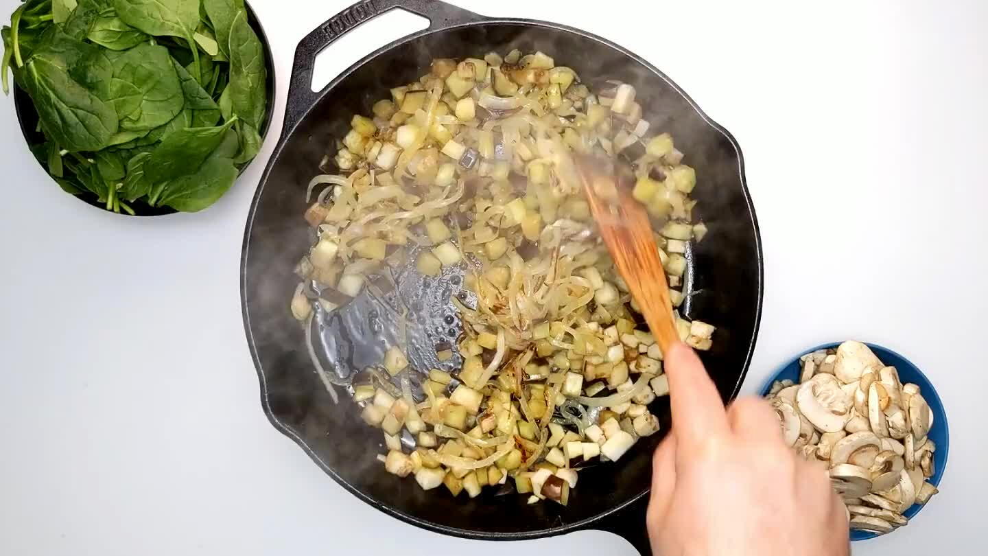 until the mushrooms and eggplant are tender.