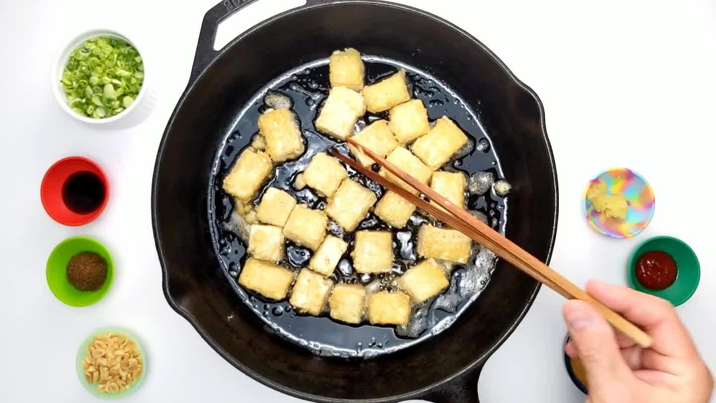the hot oil.