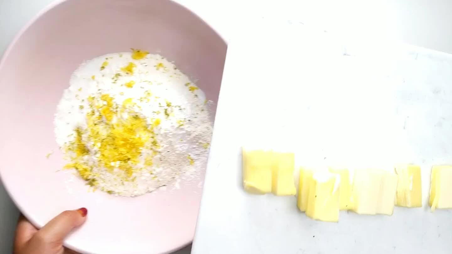 ch the butter into the flour. Do this until the flakes and pieces of butter are generally smaller than a pea.