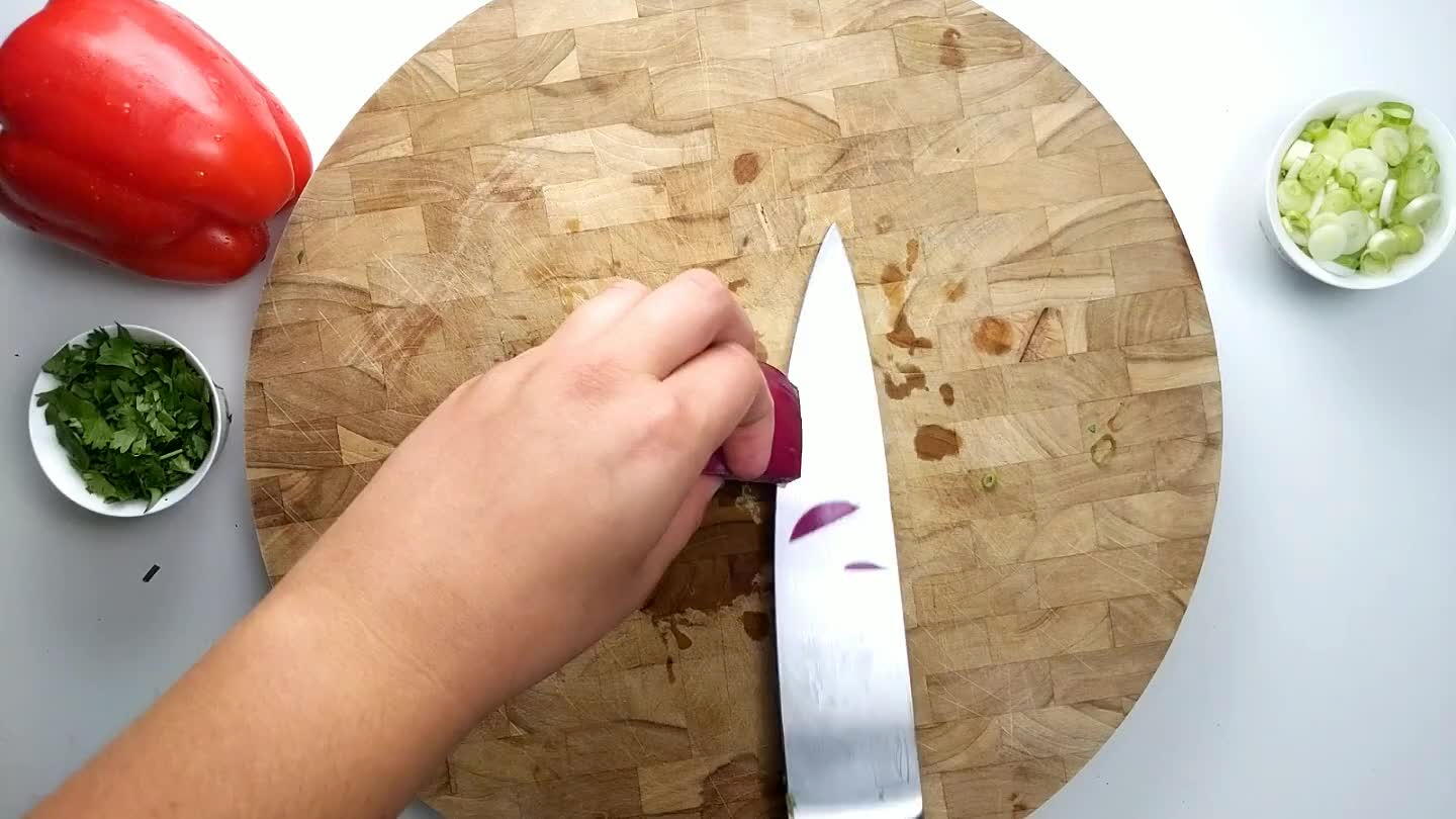 ting board. Then slice into strips. Chop across the slices to dice.