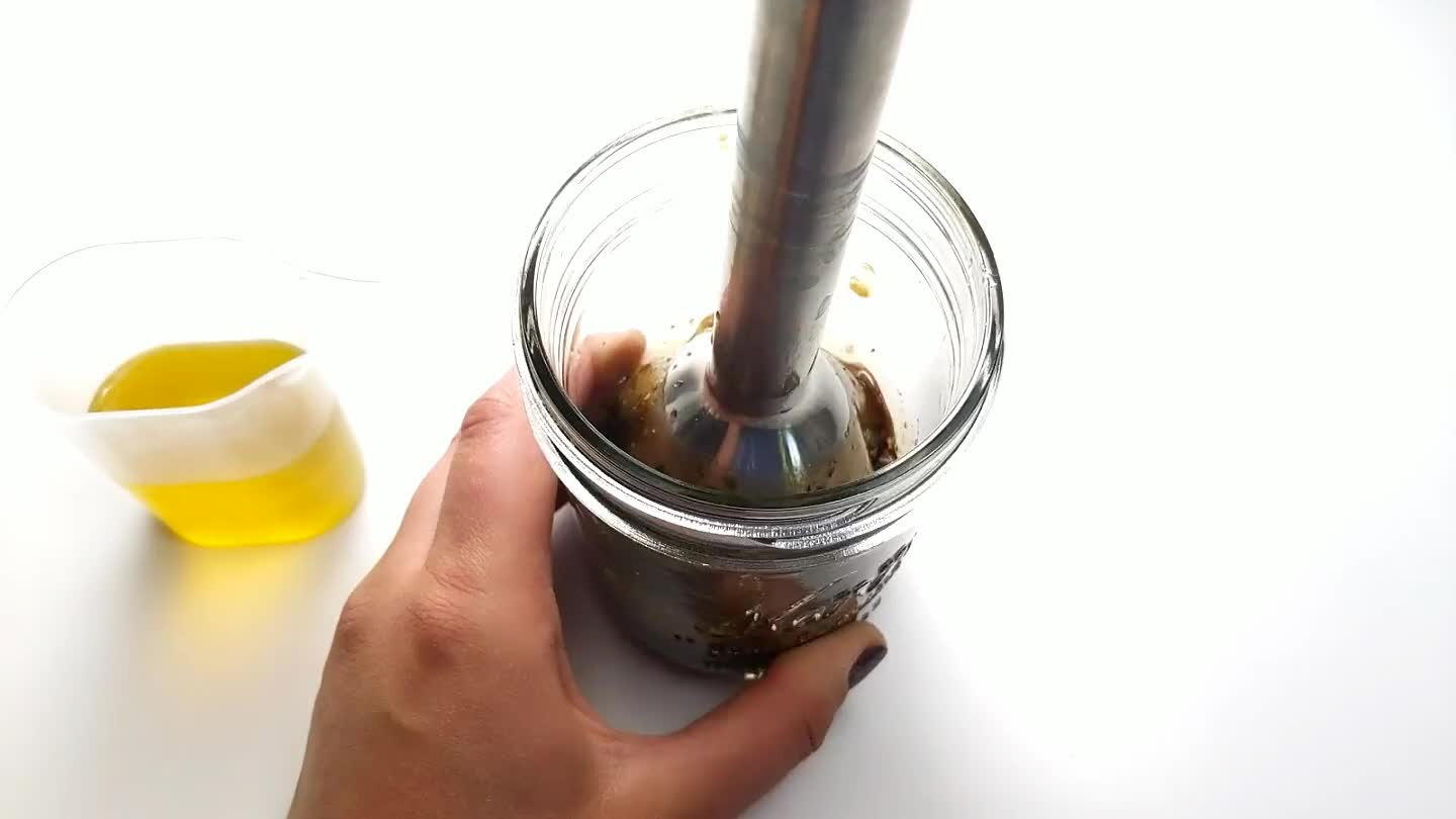 nder or food processor works well also. Blend all the ingredients becides the olive oil.