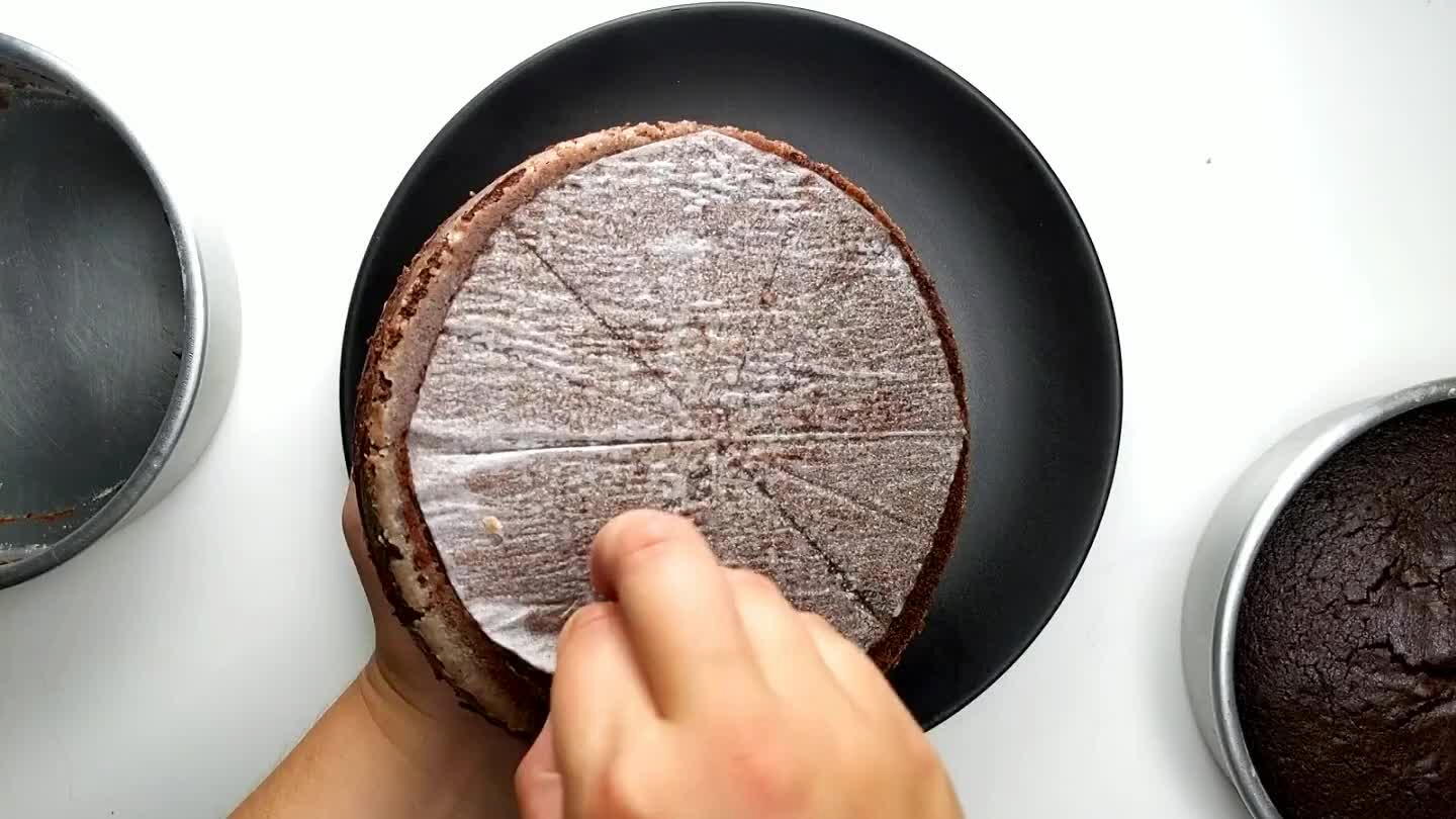 turn out onto a large plate. Then peel off the parchment paper.