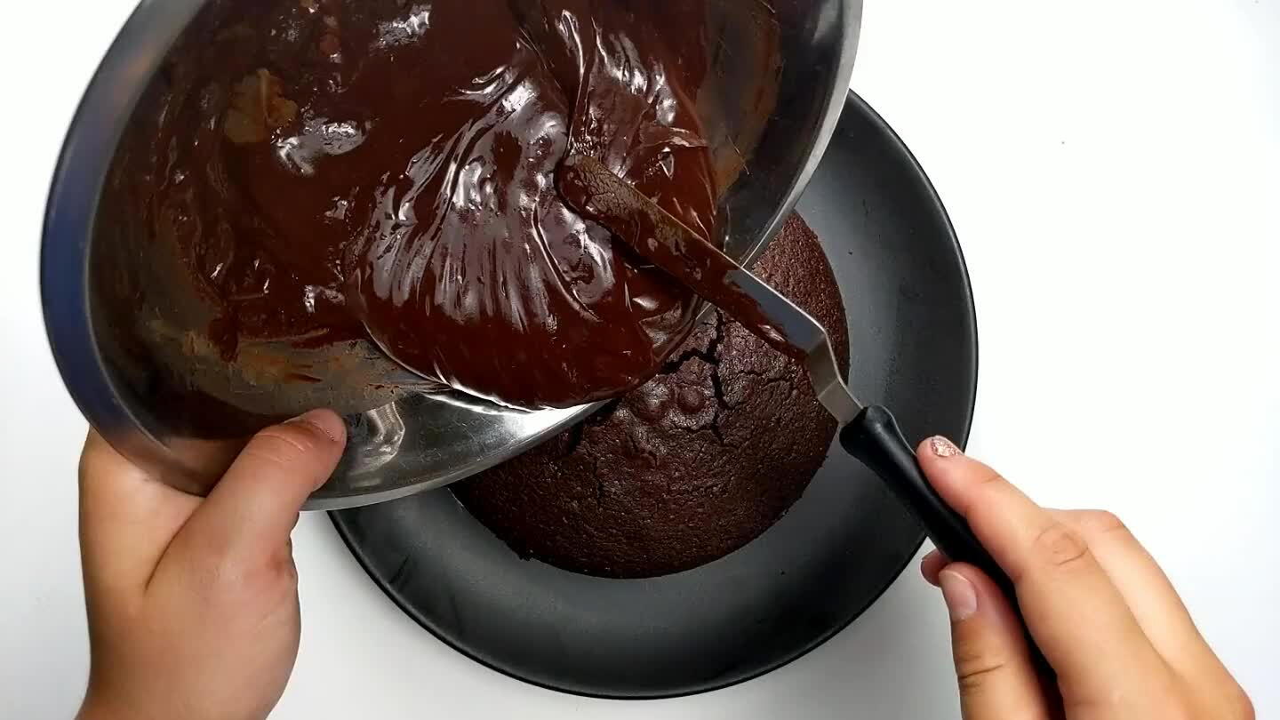 ganache over the cake.