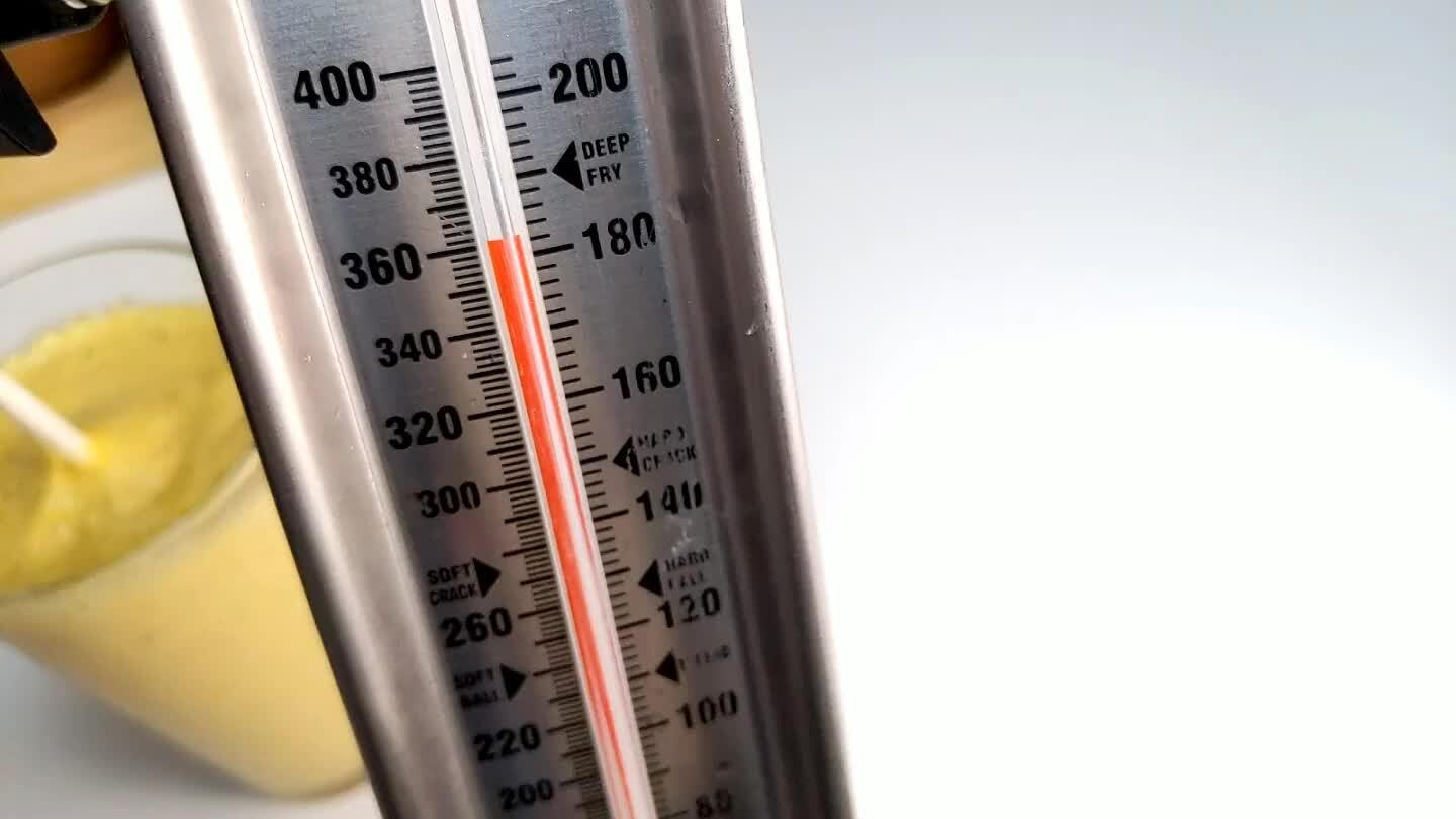 edge to monitor the temperature. Heat the oil to 350°F.