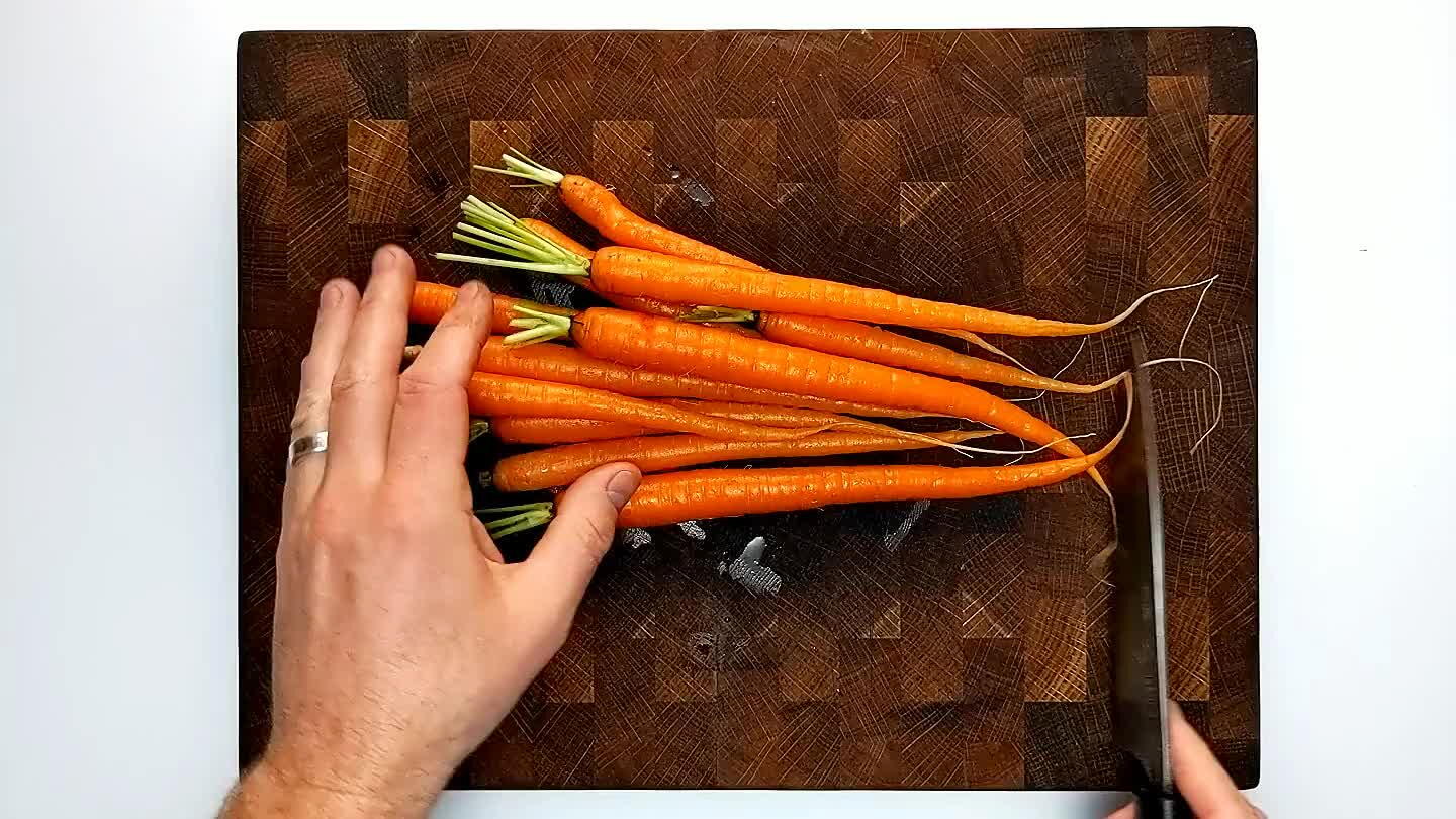 and slice them thin. For larger carrots, you'll want to peel and dice.