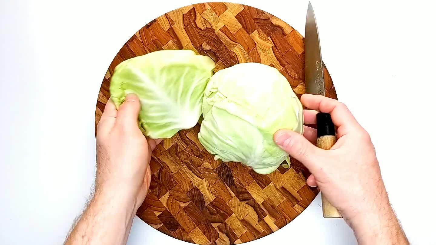 . Chop up the cabbage into bite-sized chunks.