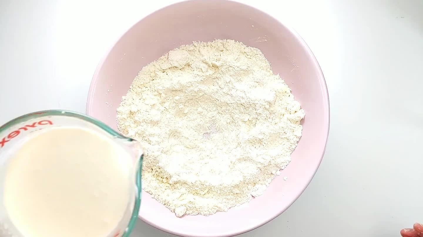 rate and hydrate the flour. Form into a dough and turn out onto a floured work surface. Do not knead or overmix more than needed to get a cohesive dough.