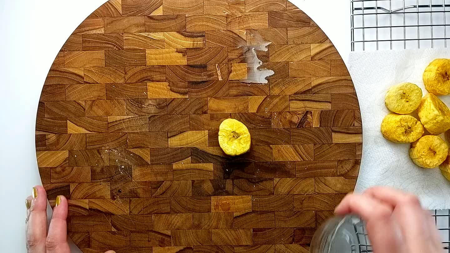 until it is about 1/4 inch thick. Don't press them so much that they break apart.