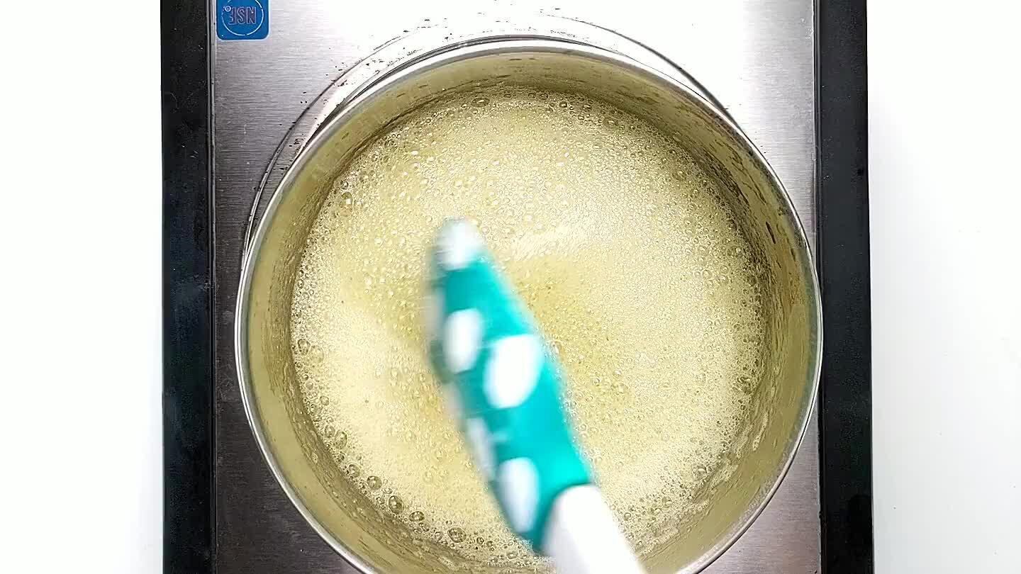 op again. Wait until you can see the butter solids turn brown and the butter starts to smell toasty. Once here, the butter is finished browning!