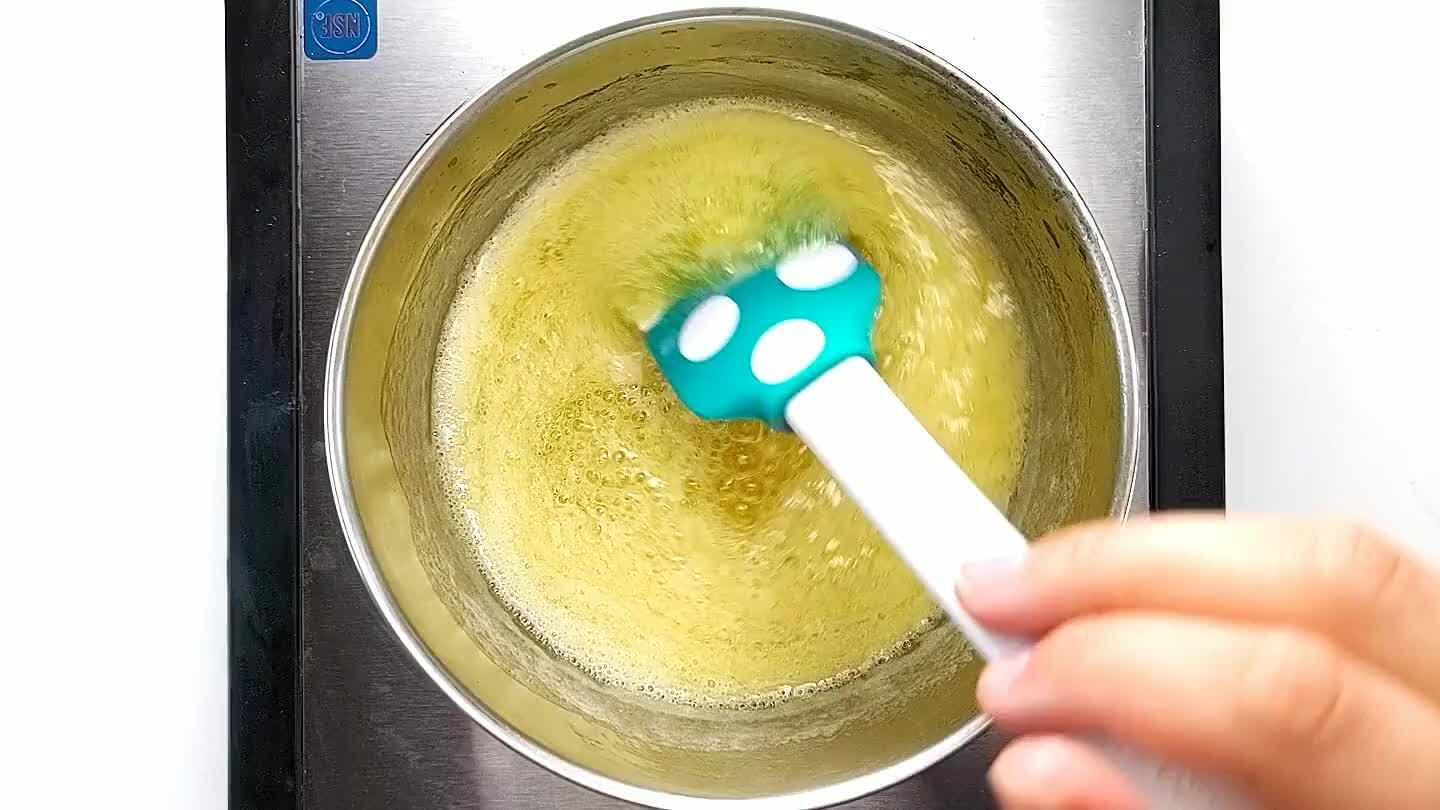 e butter, and the butter solids will separate and you will see clear liquid on top and white bits below.