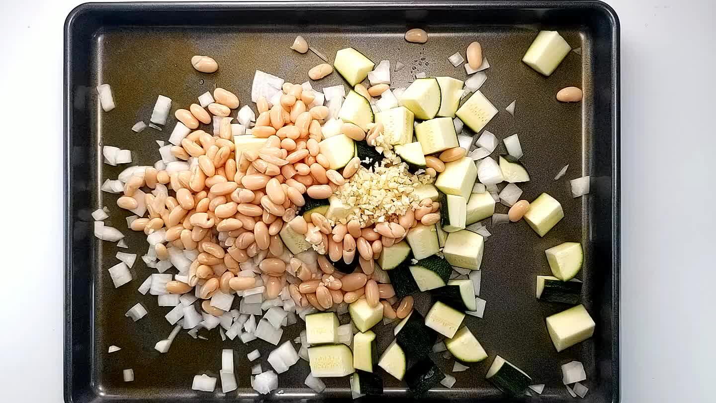 alian seasonings. Stir to combine, and spread out on the pan.