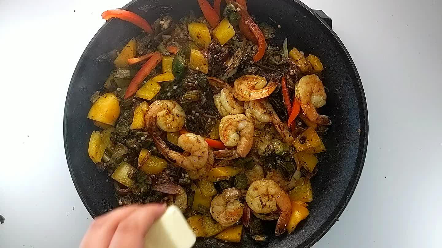 the juice from half a lemon over the shrimp. Stir until butter is melted.