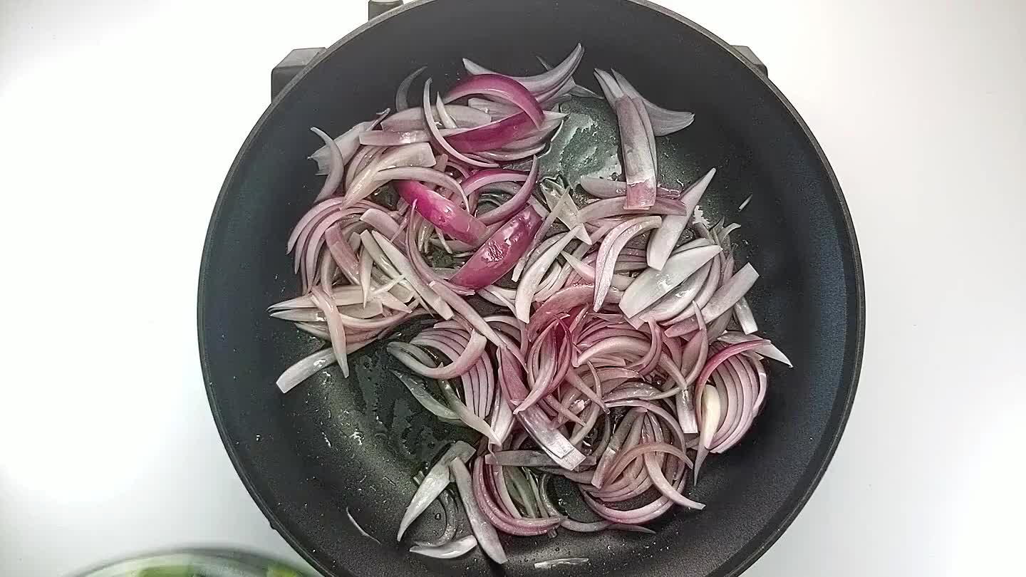d to avoid some of the slime but frying at a high heat will help. Saute the onion and okra for a few minutes until the onion is soft, some dark browning starts to develop, and the okra slime cooks off. Turn down the heat to medium.