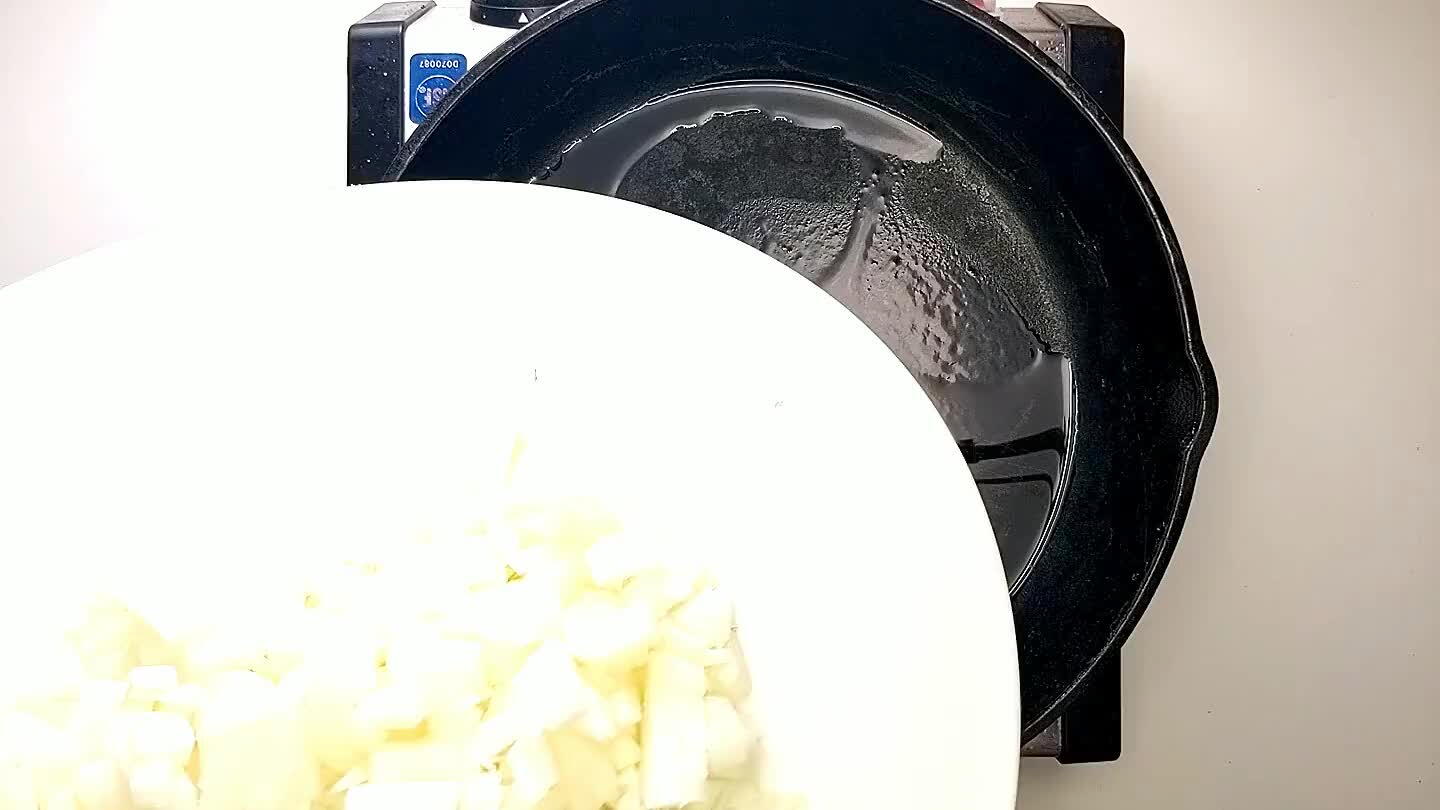 the diced onion and saute until translucent and lightly browned.