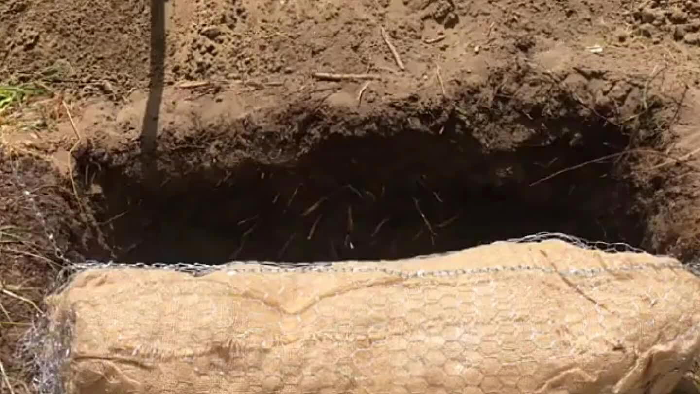e pit and start shoveling fast. It's important to cover the pit quick so the bundle doesn't catch on fire too much.